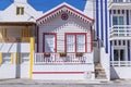 Brightly painted beach homes at the Costa Nova do Prado Royalty Free Stock Photo