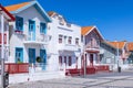 Brightly painted beach homes at the Costa Nova do Prado Royalty Free Stock Photo