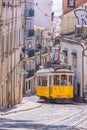 Traditional electric street car in Lisbon