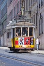 Traditional electric street car in Lisbon