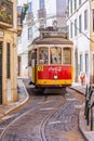 Traditional electric street car in Lisbon