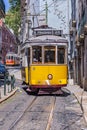 Traditional electric street car in Lisbon