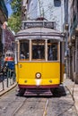 Traditional electric street car in Lisbon