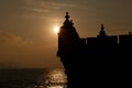 Europe, Portugal, Lisbon-silhouette of Belem Tower