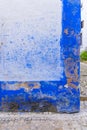 Blue graffiti of hand prints and names on a wall in Obidos Royalty Free Stock Photo