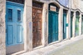 Colorful doors on a steet in Porto