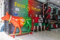 Model cow painted in the Portugese national team colors