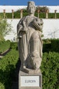 europe represented by stone statue. Episcopal garden of Castelo Branco
