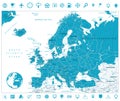 Europe Road Map and Navigation Icons