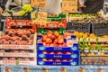 Fresh peaches, nectarines, apricots and other fruits at a market stall in rome, italy. delicious fruit fresh for sale daily. Royalty Free Stock Photo