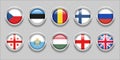 Europe Round Flags Set Collection 3D round flag, badge flag, Ceko, Romania, finland, Russia, San Marino,