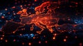 Europe\'s Digital Network: A Glowing Map of Connectivity Royalty Free Stock Photo