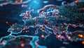 Europe\'s Digital Pulse: Minimalist Map of Connectedness. Concept European Tech Hubs, Digital