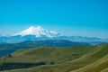 Europe`s Highest Mountain Peak, Elbrus, Green Hills On A Sunny Summer Day. Caucasus, Russia