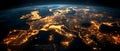 Europe\'s Nocturnal Symphony: A Space View. Concept Aurora Borealis, Starry Nights, Light Paintings,
