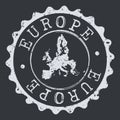 Europe Seal Map. Silhouette Postal Passport Stamp. Round Vector Icon Postmark. Royalty Free Stock Photo
