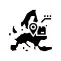 europe shipment tracking glyph icon vector illustration Royalty Free Stock Photo
