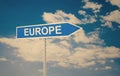 Europe sign with clouds as the background