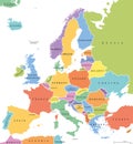 Europe single states political map Royalty Free Stock Photo