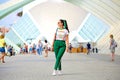 Europe, Spain, Valencia, August 26, 2019: People visit the City of Arts and Sciences, famous place from . Leisure concept in