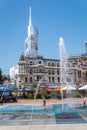 Europe square, Batumi Technological University Tower and a fountain in Batumi, Georgia