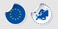 Europe sticker with flag and map. European Union label, round ta Royalty Free Stock Photo