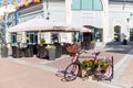 Europe street shops flowers bicycles close - up day Sunny Royalty Free Stock Photo