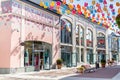 Europe street shops flowers  - up day Sunny Royalty Free Stock Photo