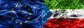 Europe Union and Equatorial Guinea colorful concept smoke flags