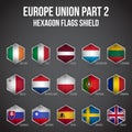 Europe Union Hexagon Flags Shield Part 2