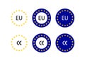 Europe union sign. Europe flag with CE mark. EU flag. Vector illustration