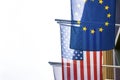 Europe and USA flags together... Royalty Free Stock Photo