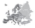 Europe vector high detailed political map with regions borders and countries names. All elements separated in detac Royalty Free Stock Photo