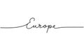 Europe - word with continuous one line. Minimalist drawing of phrase illustration. Europe country - continuous one line Royalty Free Stock Photo