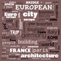 Europe word loud, text,word cloud use for banner, painting, motivation, web-page, website background, t-shirt & shirt printing,