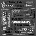 Europe word loud, text,word cloud use for banner, painting, motivation, web-page, website background, t-shirt & shirt printing,