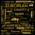 Europe word loud, text,word cloud use for banner, painting, motivation, web-page, website background, t-shirt & shirt printing,