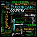 Europe word loud, text,word cloud use for banner, painting, motivation, web-page, website background, t-shirt & shirt printing,