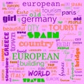 Europe word loud, text,word cloud use for banner, painting, motivation, web-page, website background, t-shirt & shirt printing,