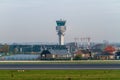 Europe, Zaventem airport control tower, Brussels Airport. Belgocontrol Royalty Free Stock Photo