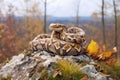 european adder snake coiled on a rock