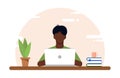 European african Guy freelancer working at home Royalty Free Stock Photo