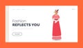 European Antique Fashion Landing Page Template. 19th Century Lady, Victorian English or French Woman Wear Elegant Gown