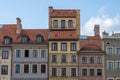 European Architecture. colorful buildings in the cloudy sky