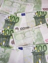european banknotes of 100 euro unorganized