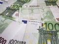 european banknotes of 100 euro unorganized