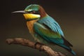 European bee-eater. Isolate on black Background.