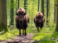 Ai Generated illustration Wildlife Concept of European Bisons