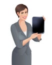 European business woman with tablet