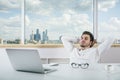 European businessman relaxing in office Royalty Free Stock Photo